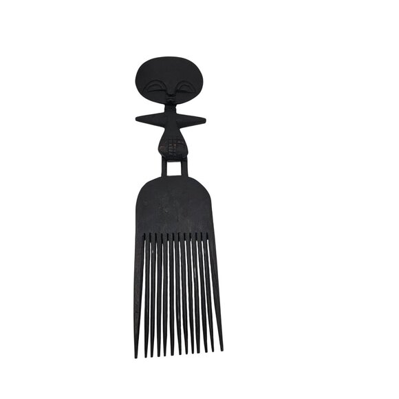 African Wood Carved Comb